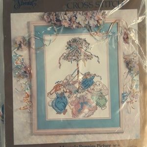 Cross Stitch kit- "Maypole Bunnies"  *Vintage*